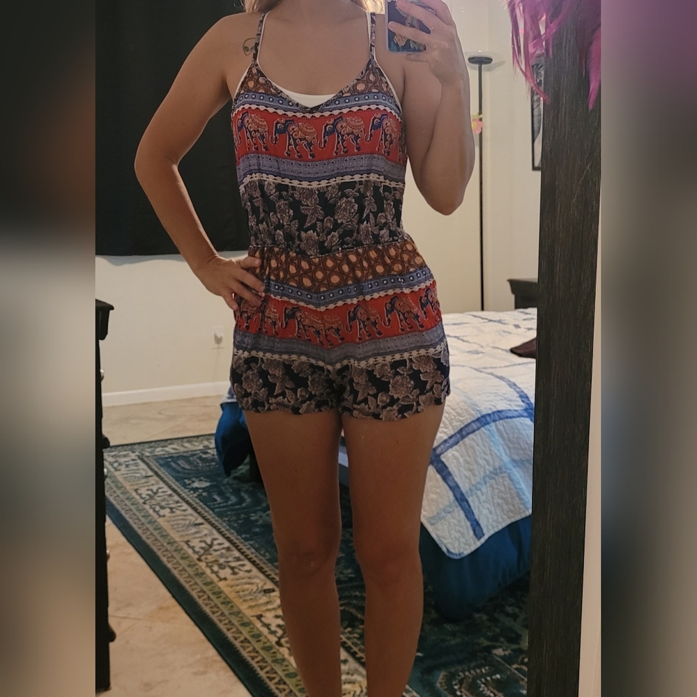 Bohemian Elephant Print Romper
